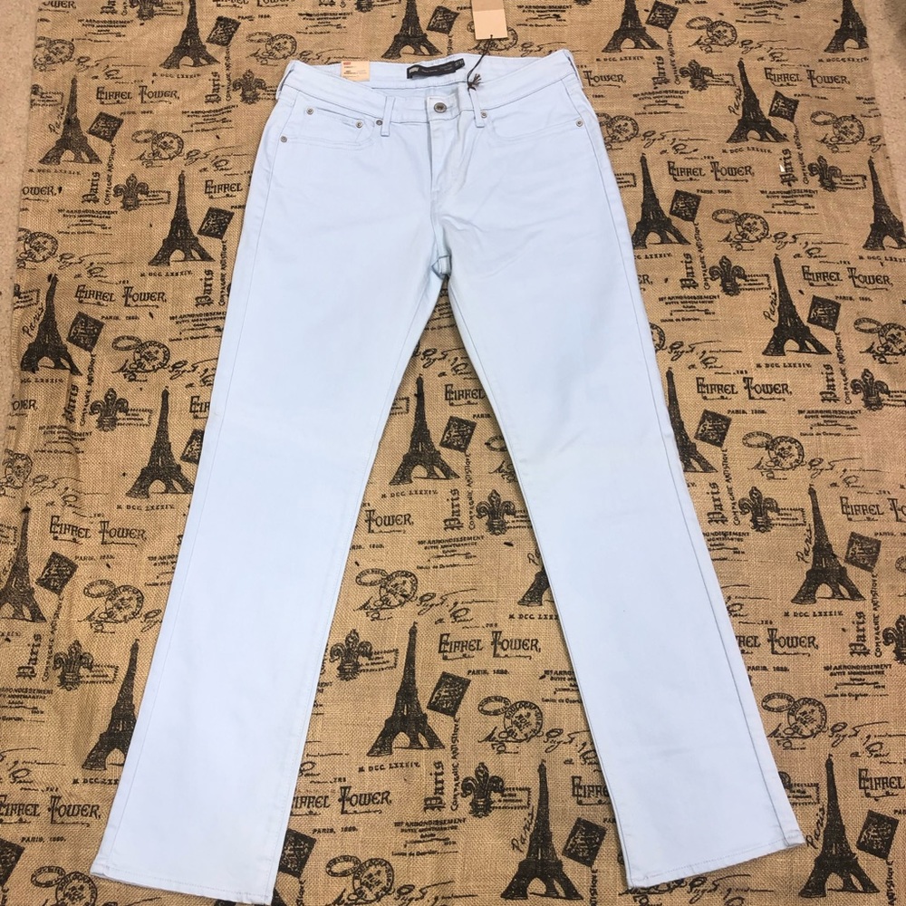 Levis NWT! Demi Curve Classic Rise Straight Leg Soft Blue Pant Size 12/31 - Picture 2 of 12